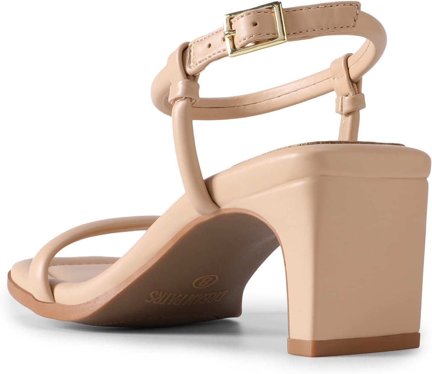 imageDREAM PAIRS Womens Heels Open Toe Ankle Strap Square Cute Wedding Party Sandal Comfort Dress Shoes HeraNude