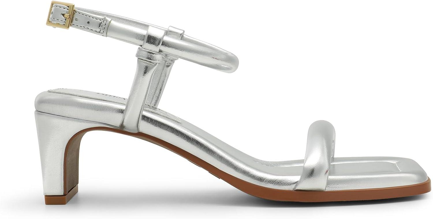 imageDREAM PAIRS Womens Heels Open Toe Ankle Strap Square Cute Wedding Party Sandal Comfort Dress Shoes HeraSilver