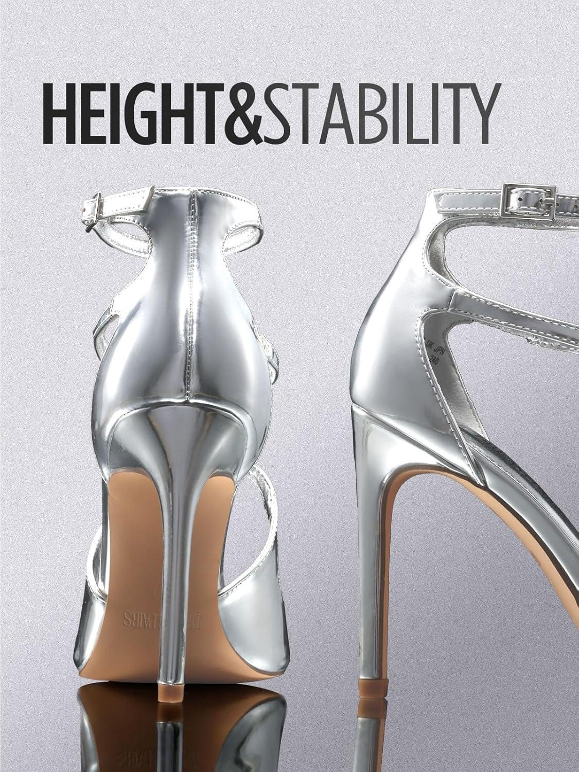 imageDREAM PAIRS Womens High Heels Sexy Cross Square Open Toe Strappy Dressy Sexy Stylish Stilettos Heels SandalsSilverpat