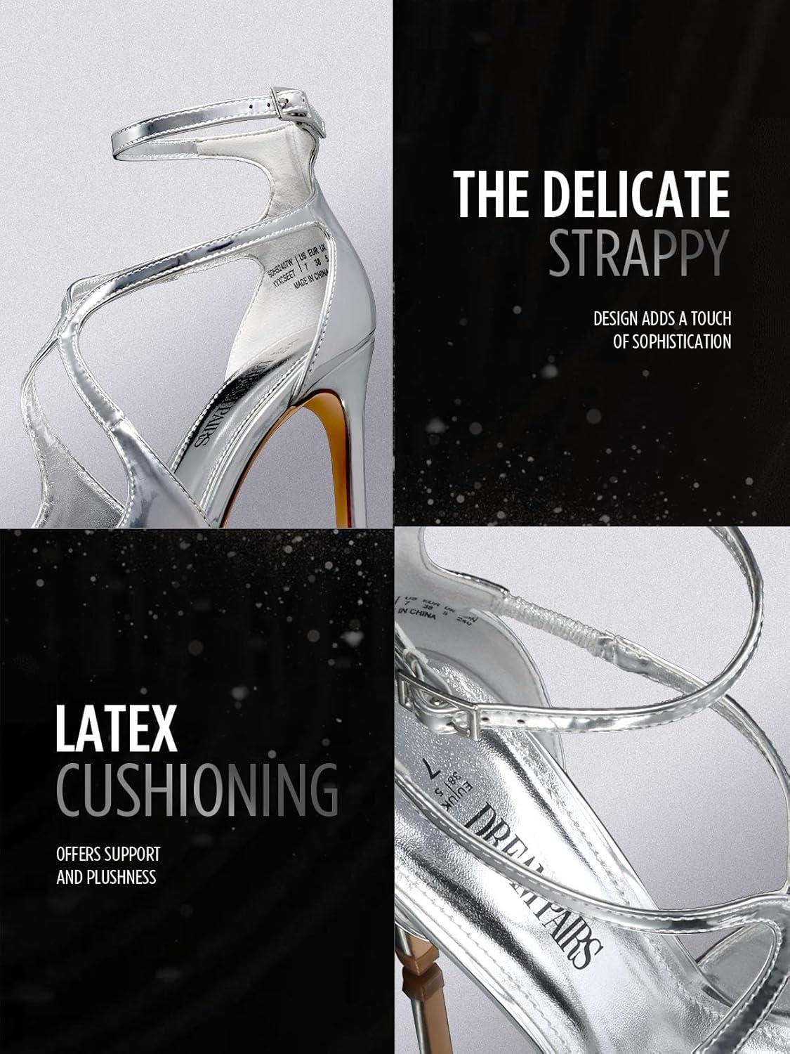 imageDREAM PAIRS Womens High Heels Sexy Cross Square Open Toe Strappy Dressy Sexy Stylish Stilettos Heels SandalsSilverpat