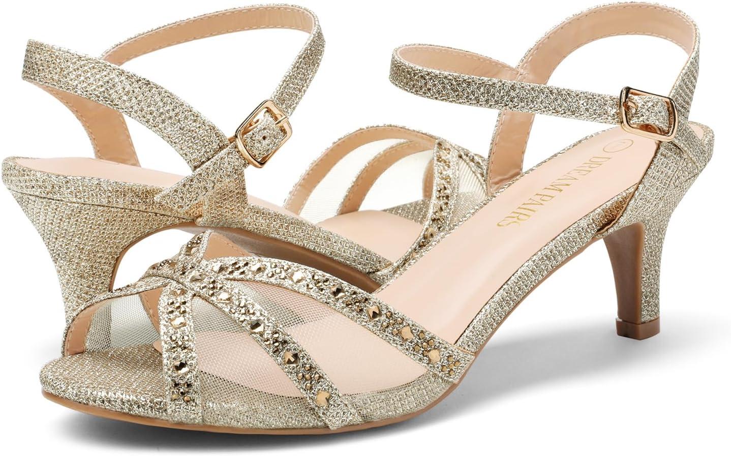 imageDREAM PAIRS Womens Nina Low Heel Pump Sandals150gold