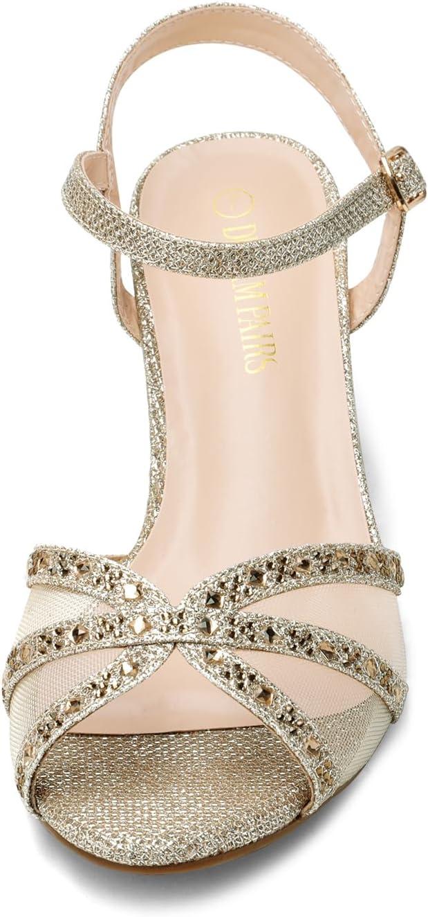 imageDREAM PAIRS Womens Nina Low Heel Pump Sandals150gold