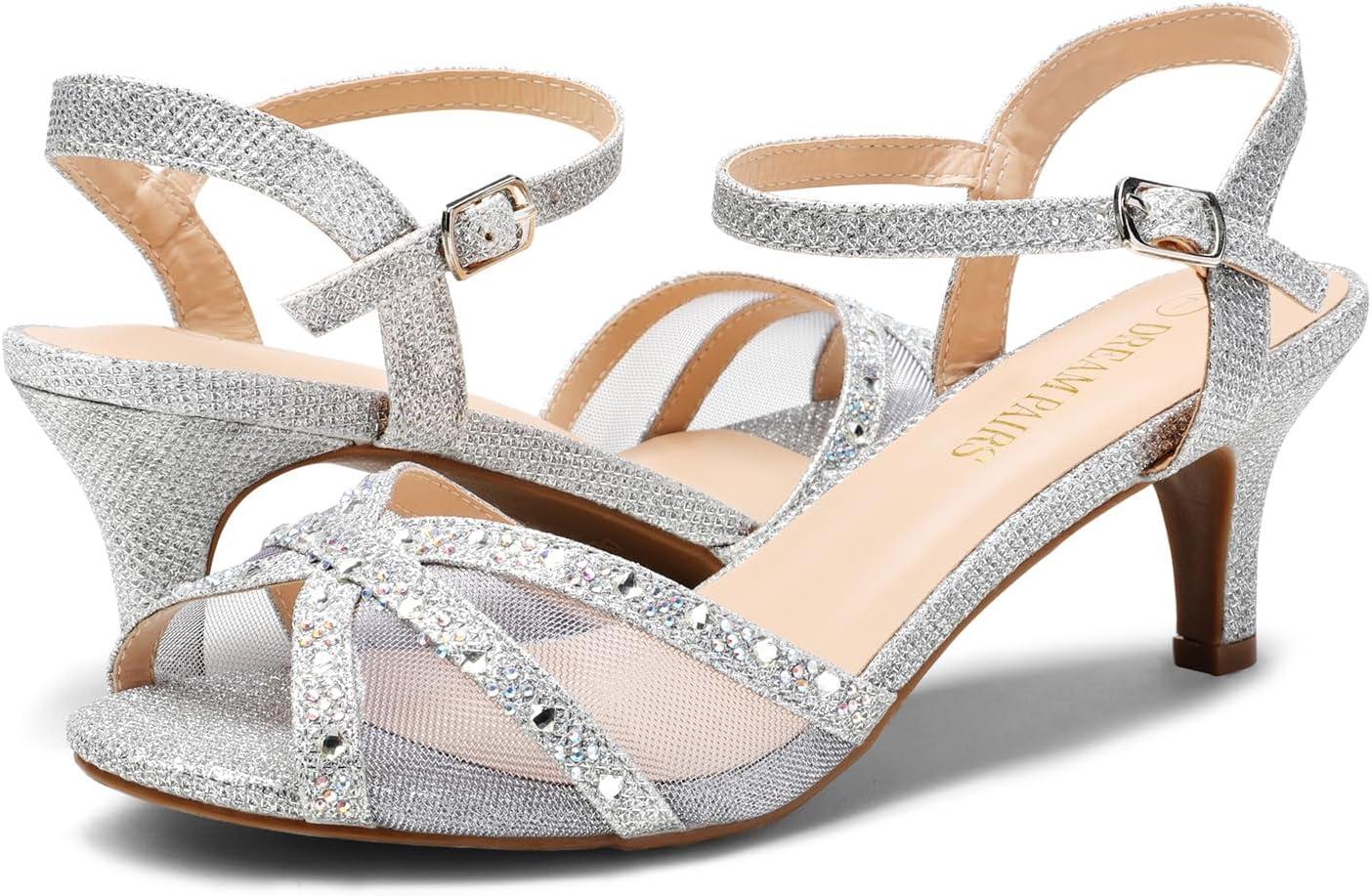 imageDREAM PAIRS Womens Nina Low Heel Pump Sandals150silver