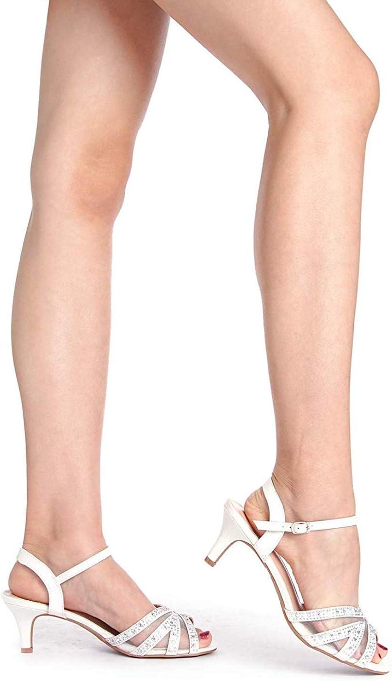 imageDREAM PAIRS Womens Nina Low Heel Pump Sandals150white
