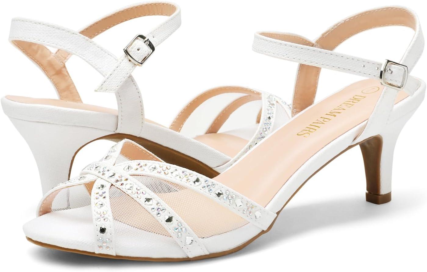 imageDREAM PAIRS Womens Nina Low Heel Pump Sandals150white