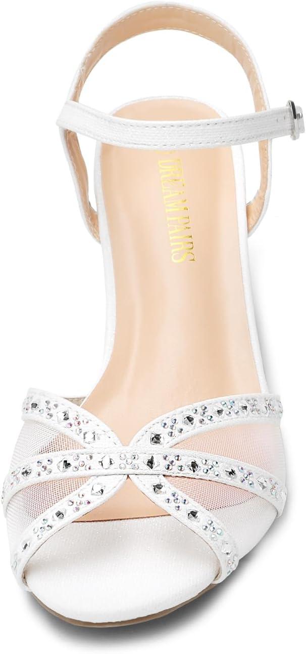 imageDREAM PAIRS Womens Nina Low Heel Pump Sandals150white