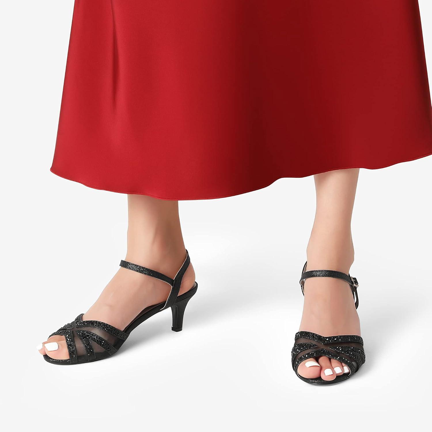 imageDREAM PAIRS Womens Nina Low Heel Pump Sandals166black