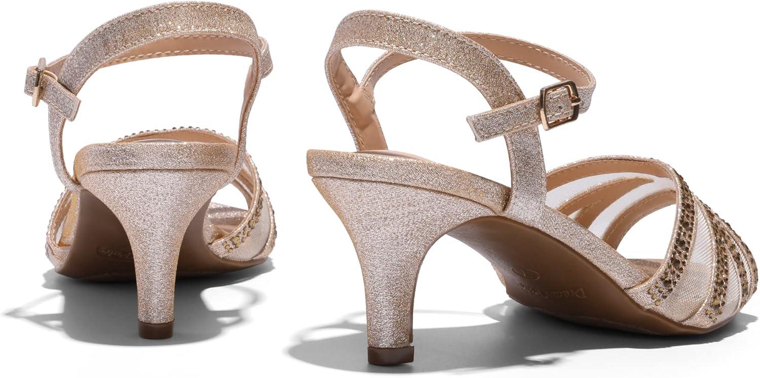 imageDREAM PAIRS Womens Nina Low Heel Pump Sandals166gold