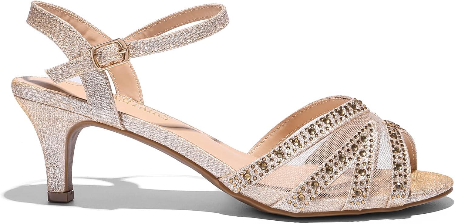 imageDREAM PAIRS Womens Nina Low Heel Pump Sandals166gold