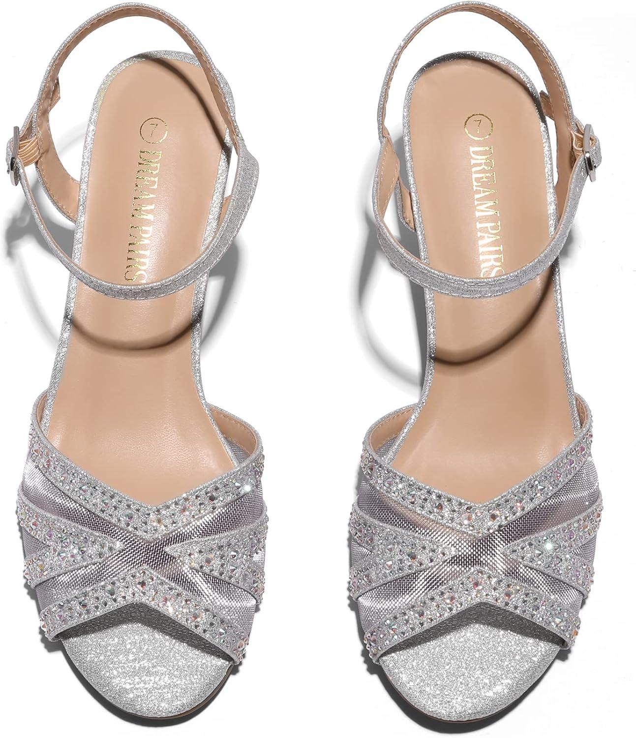 imageDREAM PAIRS Womens Nina Low Heel Pump Sandals166silver
