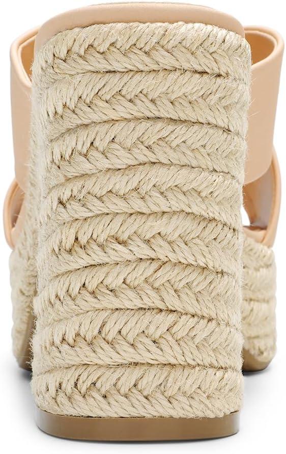 imageDREAM PAIRS Womens Platform Heels Open Toe Slip on Heels for Women High Chunky Block Wedges Sandals Dressy Pumps ShoesNudenubuck