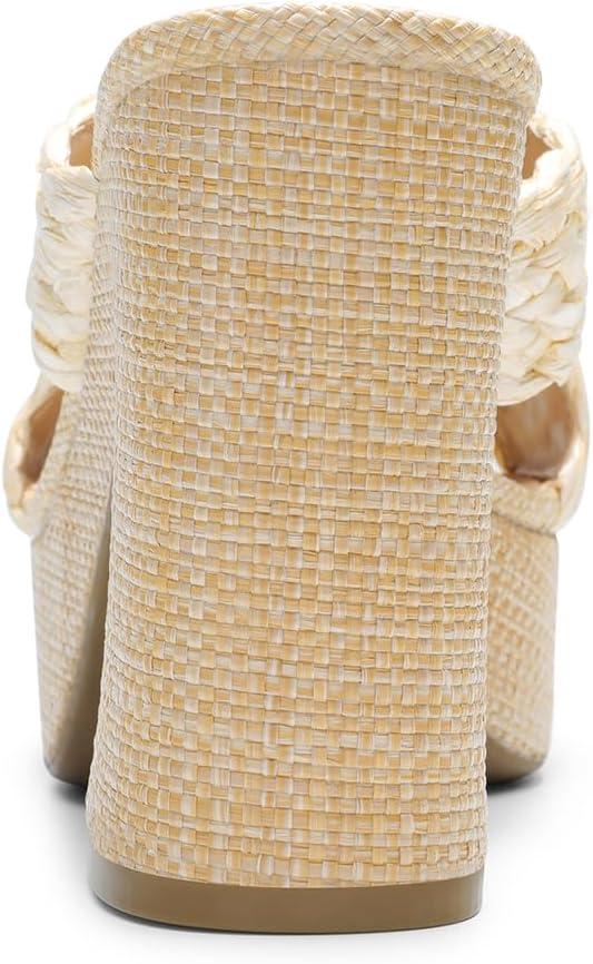 imageDREAM PAIRS Womens Platform Heels Open Toe Slip on Heels for Women High Chunky Block Wedges Sandals Dressy Pumps ShoesNudewoven