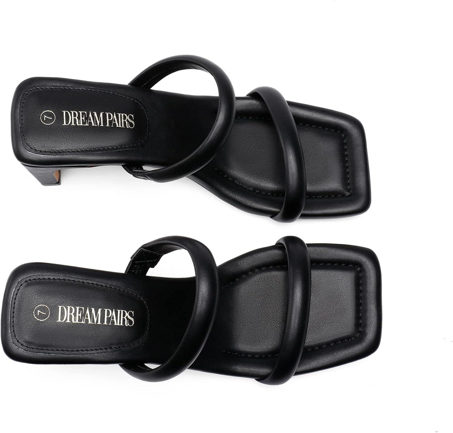 imageDREAM PAIRS Womens Square Toe Heels for Women Two Strap Open Toe Low Block Chunky Heels Sandals Dress Pumps ShoesBlack