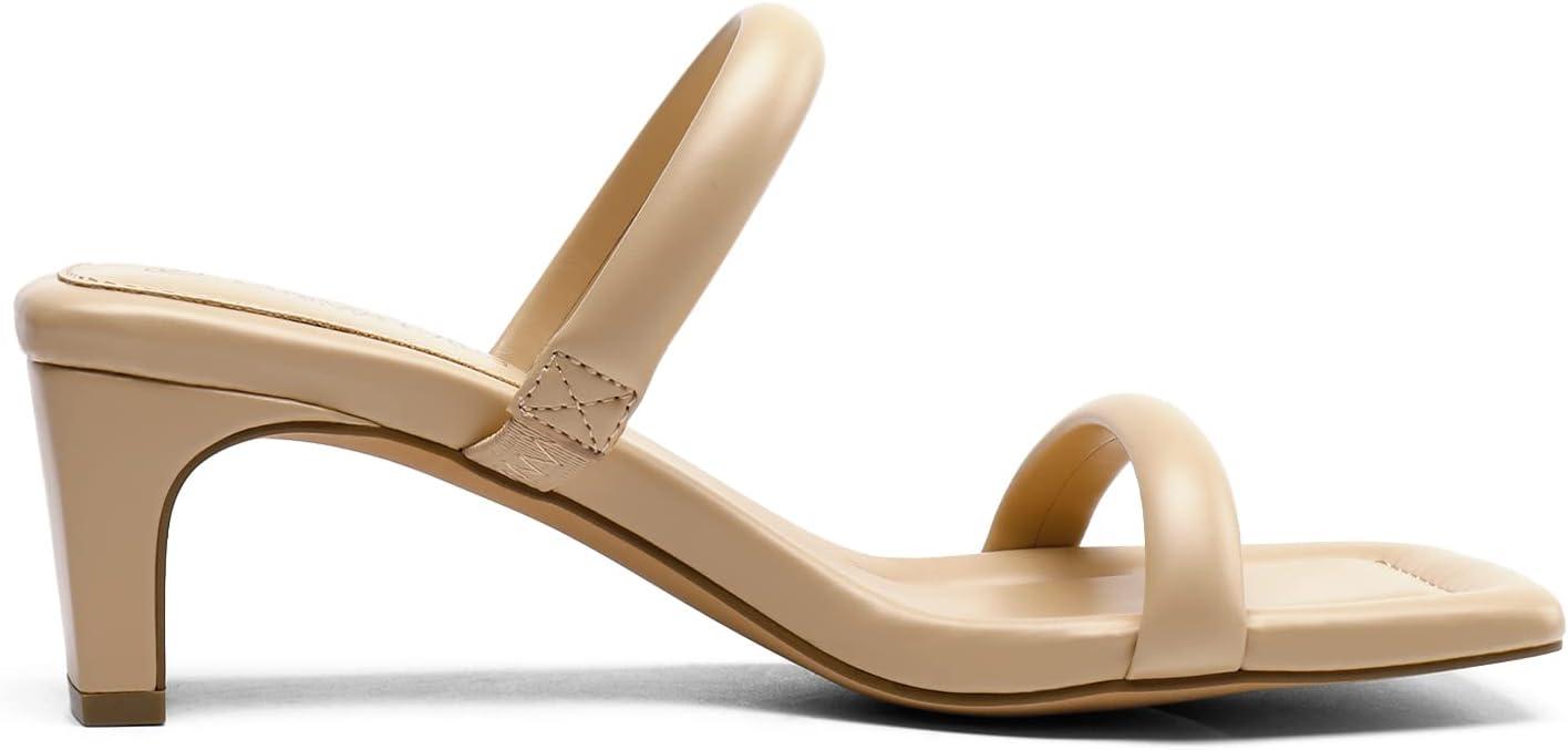 imageDREAM PAIRS Womens Square Toe Heels for Women Two Strap Open Toe Low Block Chunky Heels Sandals Dress Pumps ShoesNude