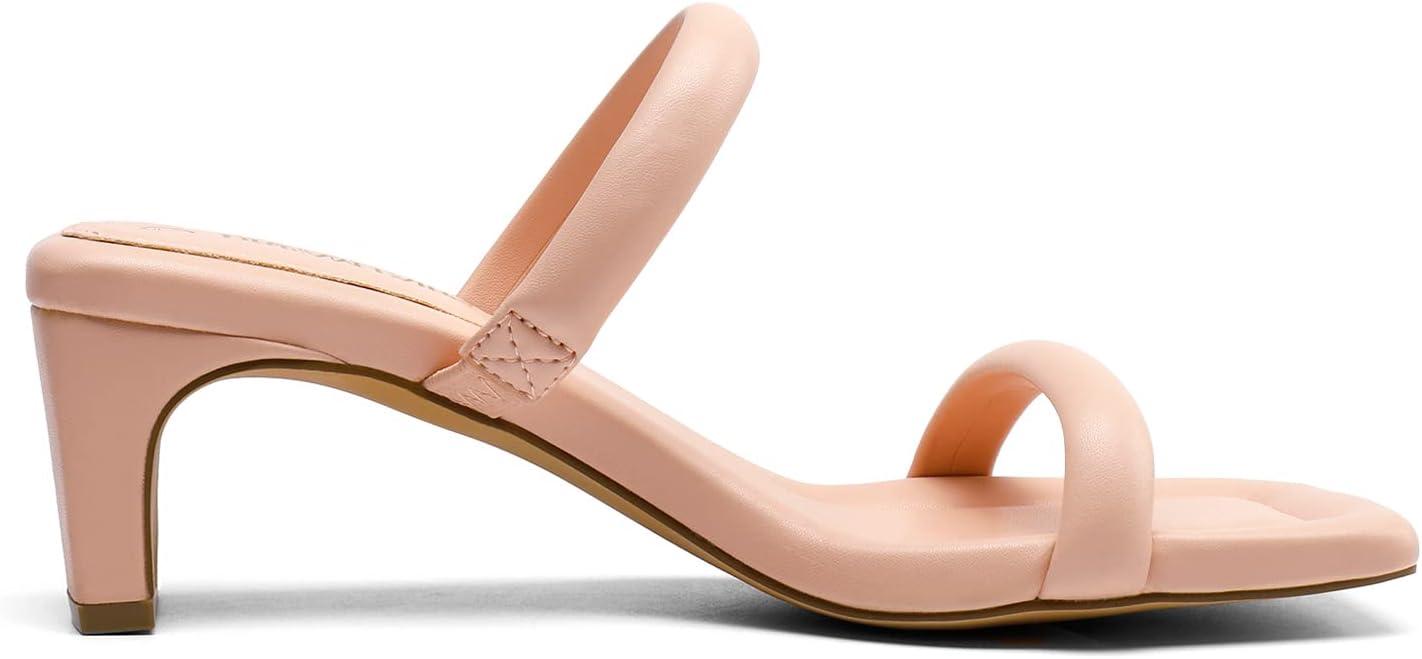 imageDREAM PAIRS Womens Square Toe Heels for Women Two Strap Open Toe Low Block Chunky Heels Sandals Dress Pumps ShoesPink