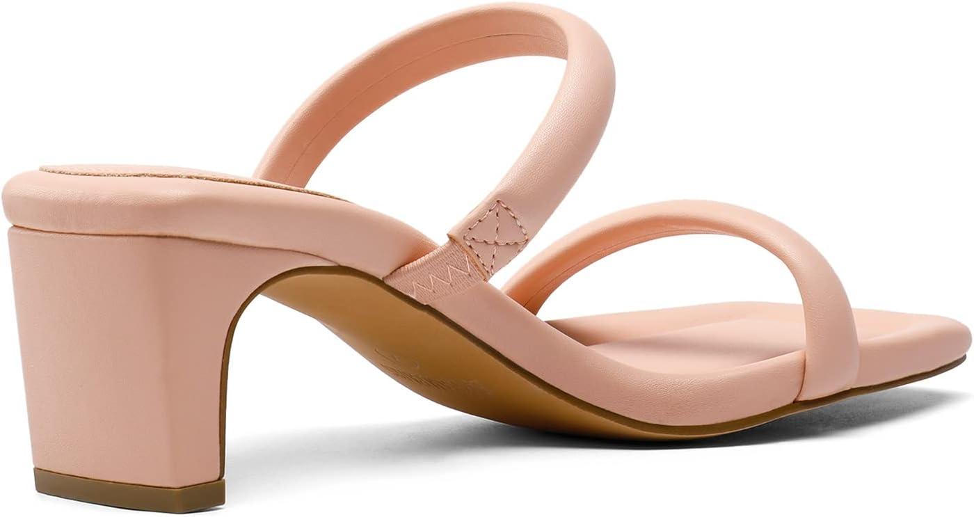 imageDREAM PAIRS Womens Square Toe Heels for Women Two Strap Open Toe Low Block Chunky Heels Sandals Dress Pumps ShoesPink