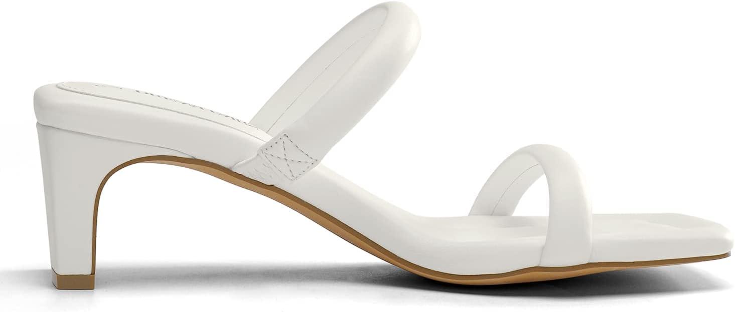 imageDREAM PAIRS Womens Square Toe Heels for Women Two Strap Open Toe Low Block Chunky Heels Sandals Dress Pumps ShoesWhite