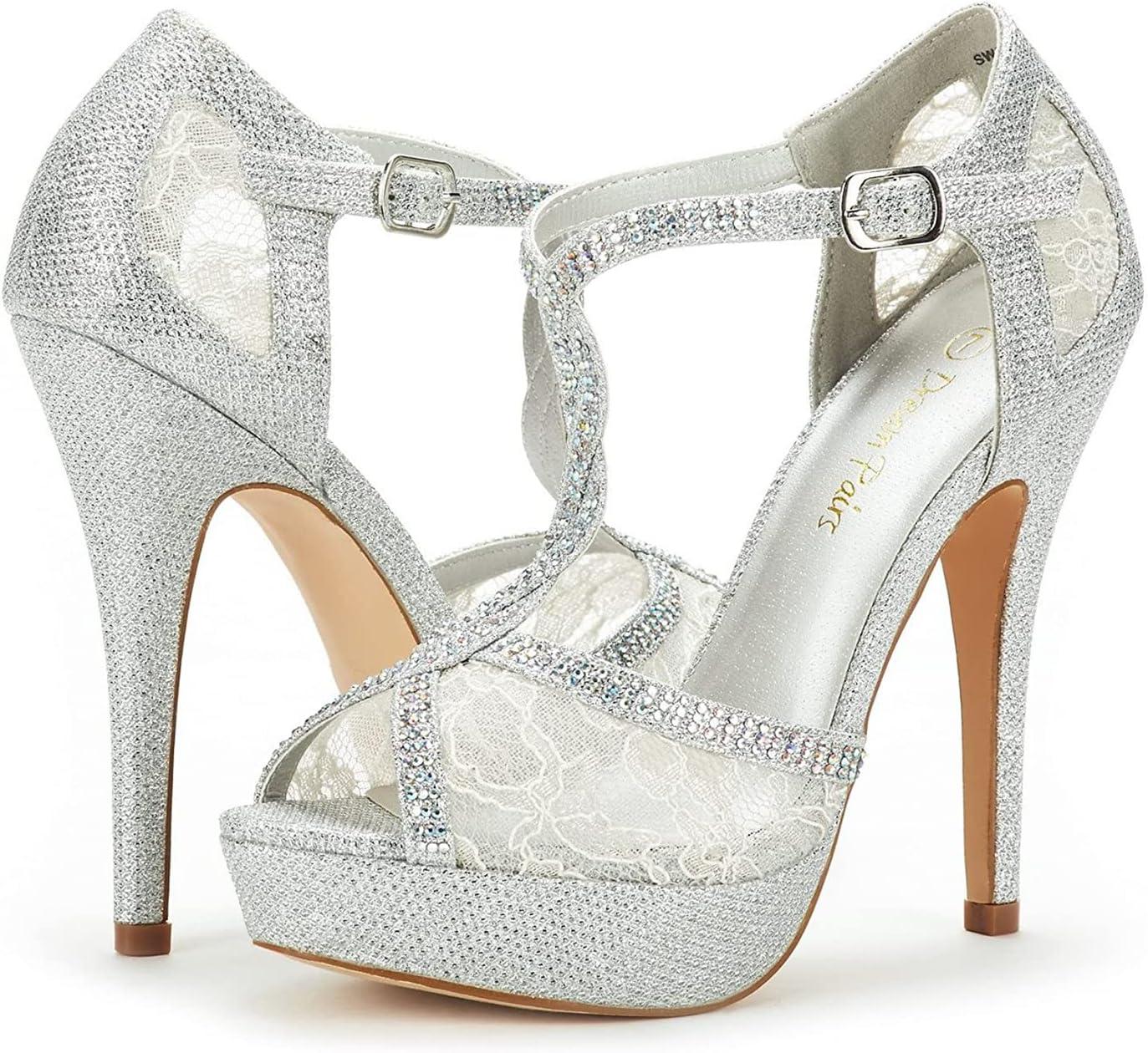 imageDREAM PAIRS womens Heeled SandalsSilver
