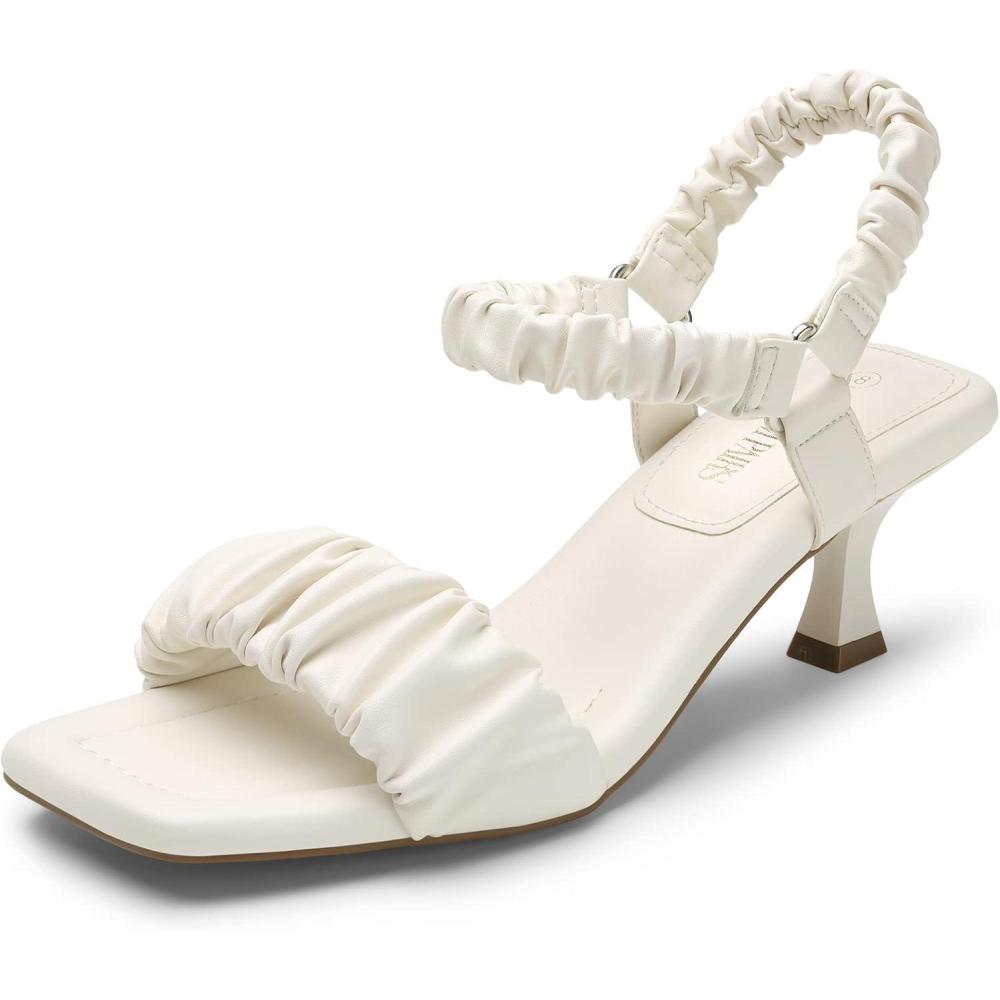 imageDREAM PAIRS Kitten Heels for Women Comfortable Low Heels Sandals Suqare Open Toe Cute Wedding Party Evening Prom Dance Strap Dress Pump Sandals ShoesWhite