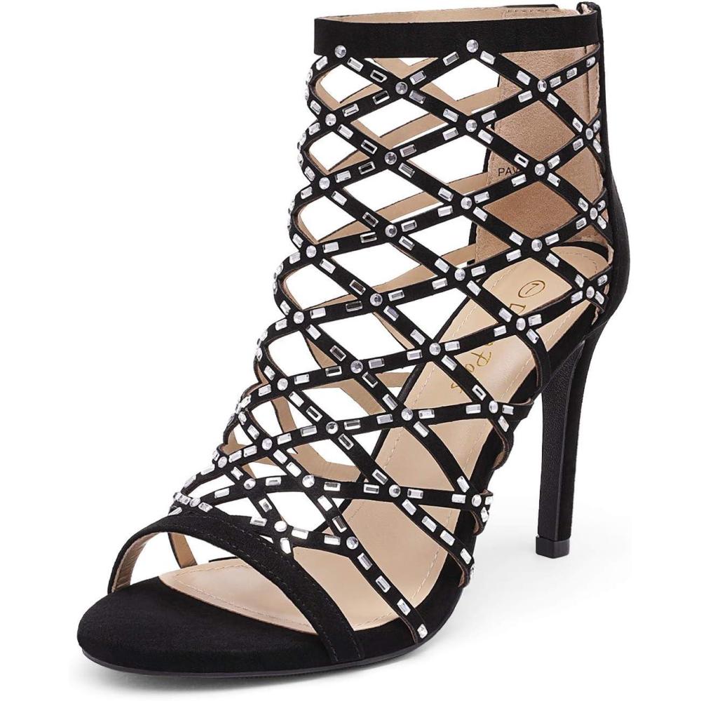 imageDREAM PAIRS Womens Rhinestone Ankle Strap Open Toe Stiletto Heel Sandals pump Shoes