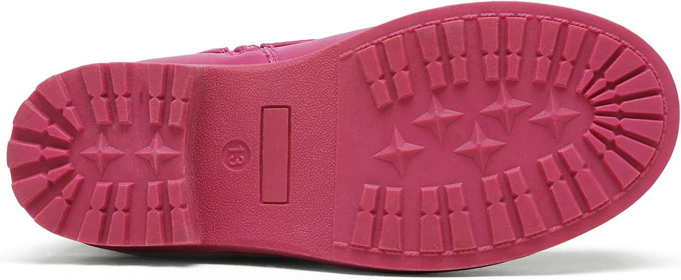 imageDREAM PAIRS Girls Glitter Ankle Boots Warm and Soft Velvet Lining with Side Zipper for ToddlerLittle KidBig KidFuchsia