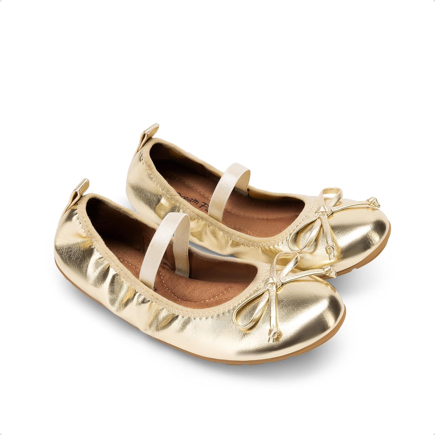 imageDREAM PAIRS Toddler Little Girls Ballet Flats Dress Shoes Mary Janes Ballerina ShoesGold