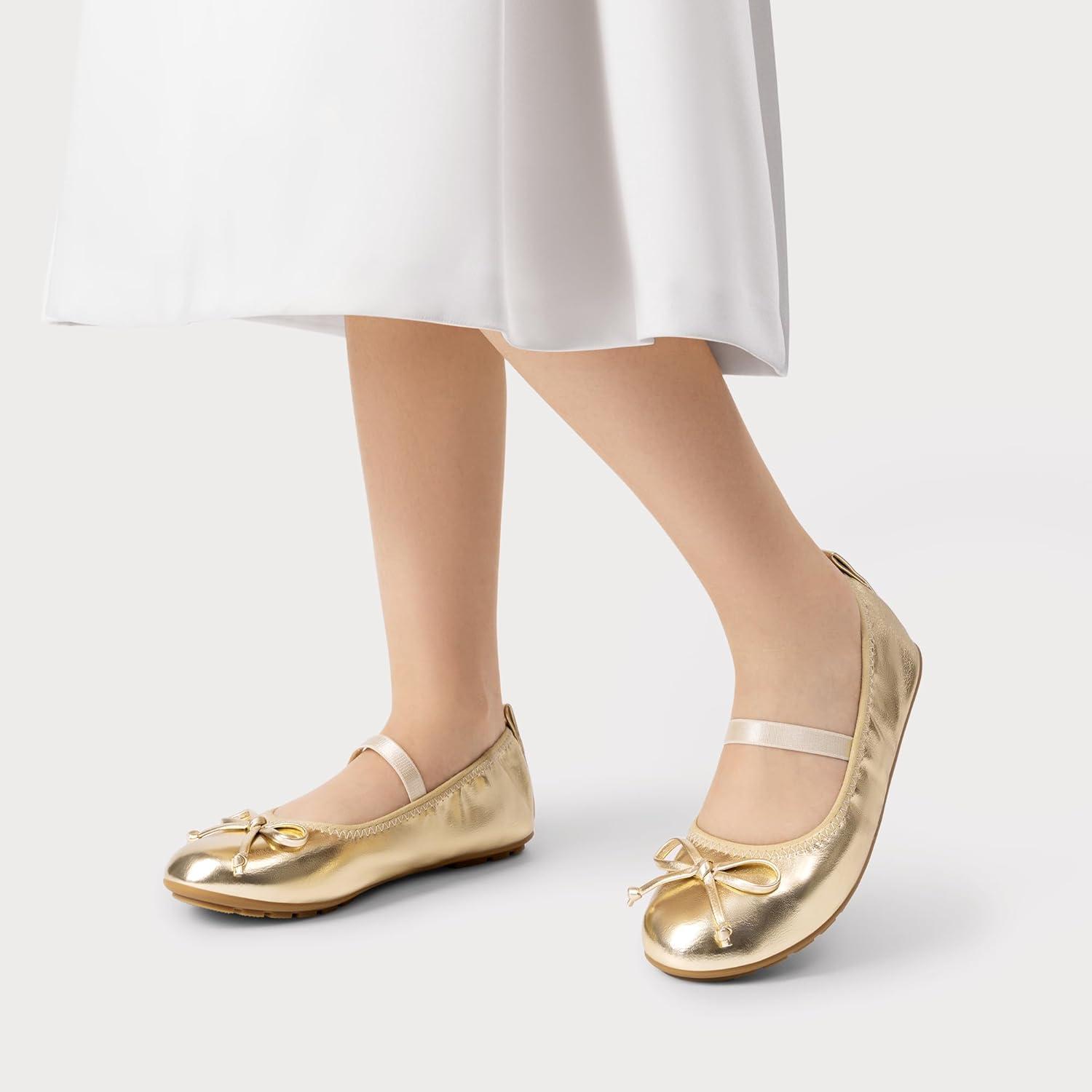 imageDREAM PAIRS Toddler Little Girls Ballet Flats Dress Shoes Mary Janes Ballerina ShoesGold