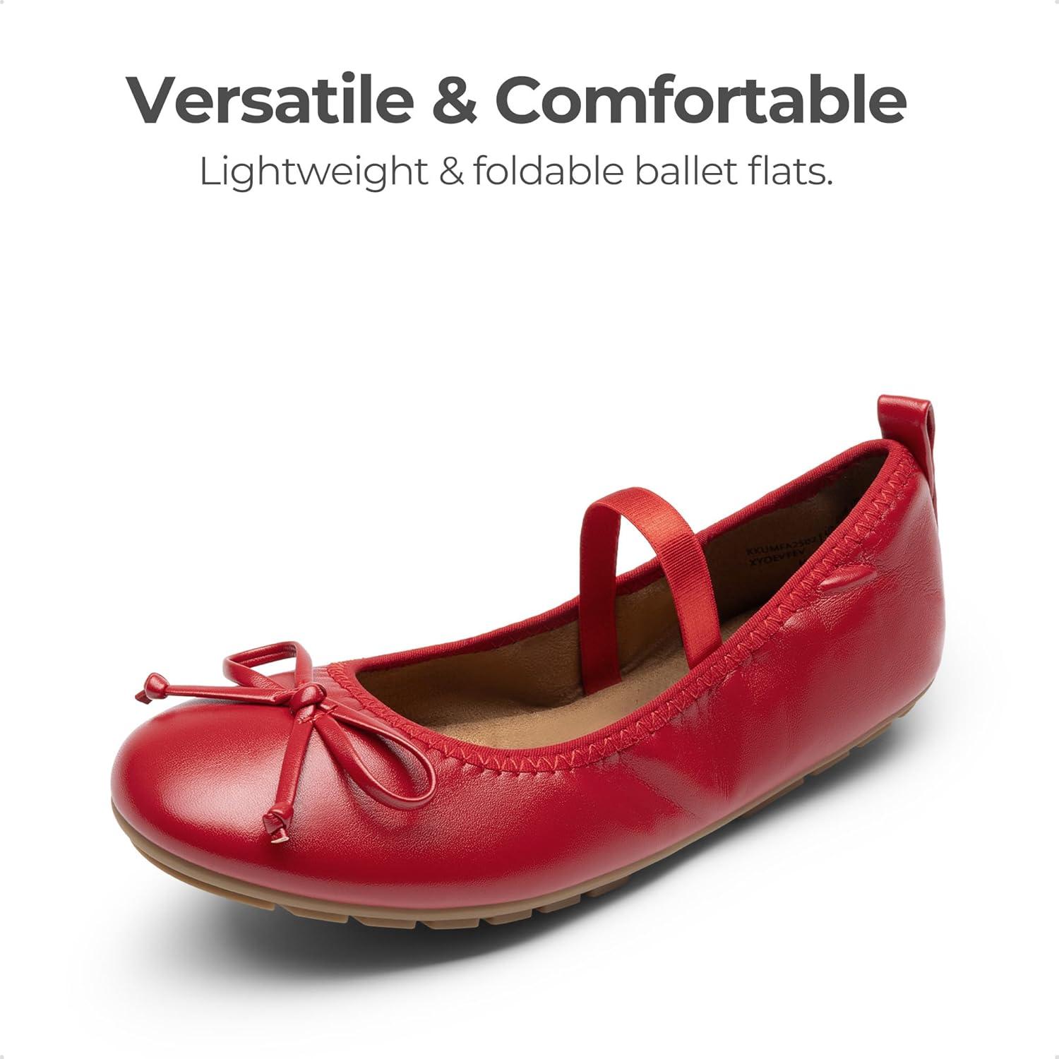 imageDREAM PAIRS Toddler Little Girls Ballet Flats Dress Shoes Mary Janes Ballerina ShoesRed