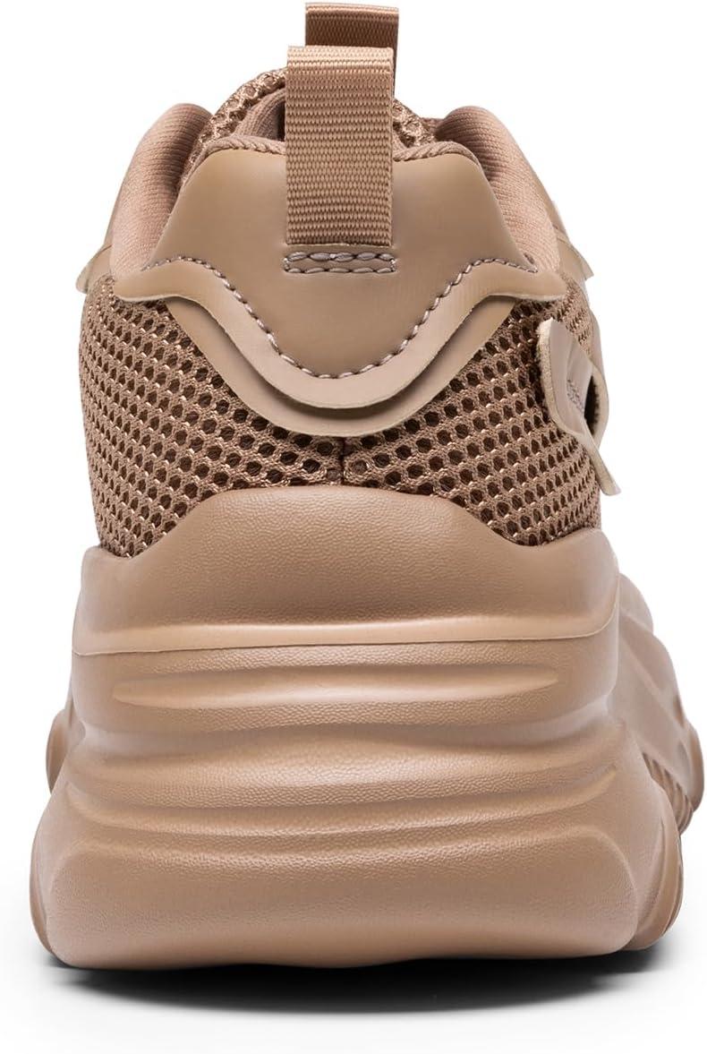 imageDREAM PAIRS Womens Platform Chunky Fashion Sneakers Jaxon Walking LaceUp Comfortable Dad Sneakers Workout Sport Work Casual Tennis ShoesTan