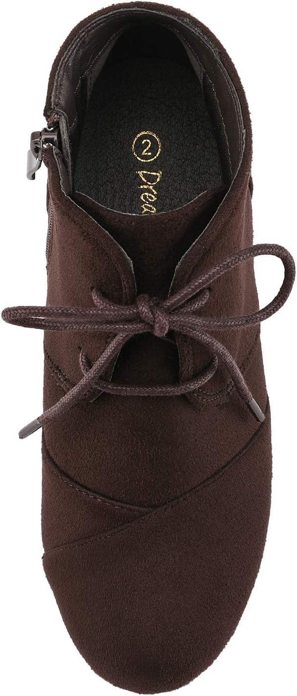 imageDREAM PAIRS Girls Low Wedge Heel Booties Side Zipper Ankle Boots ToddlerLittle KidBig KidBrown