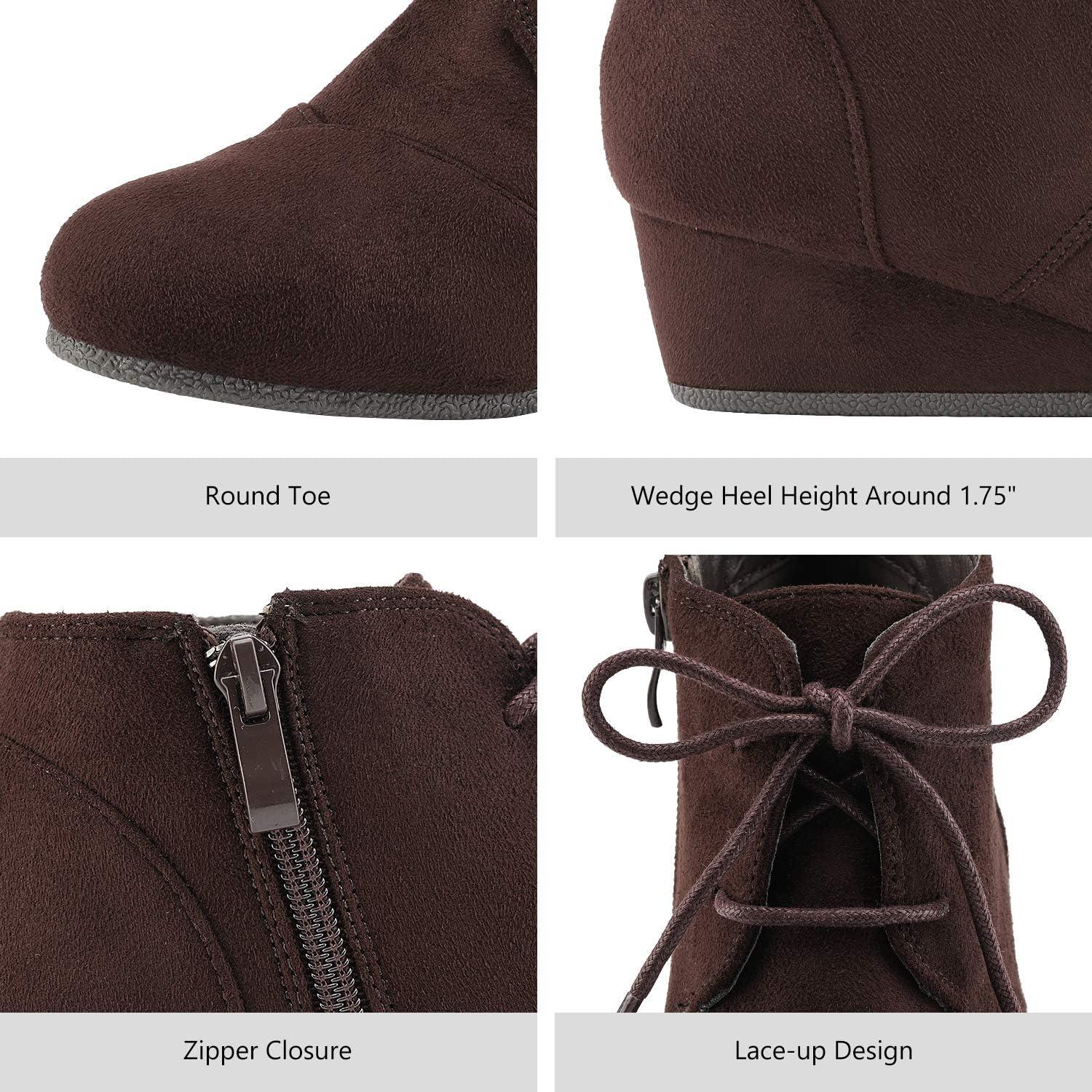 imageDREAM PAIRS Girls Low Wedge Heel Booties Side Zipper Ankle Boots ToddlerLittle KidBig KidBrown
