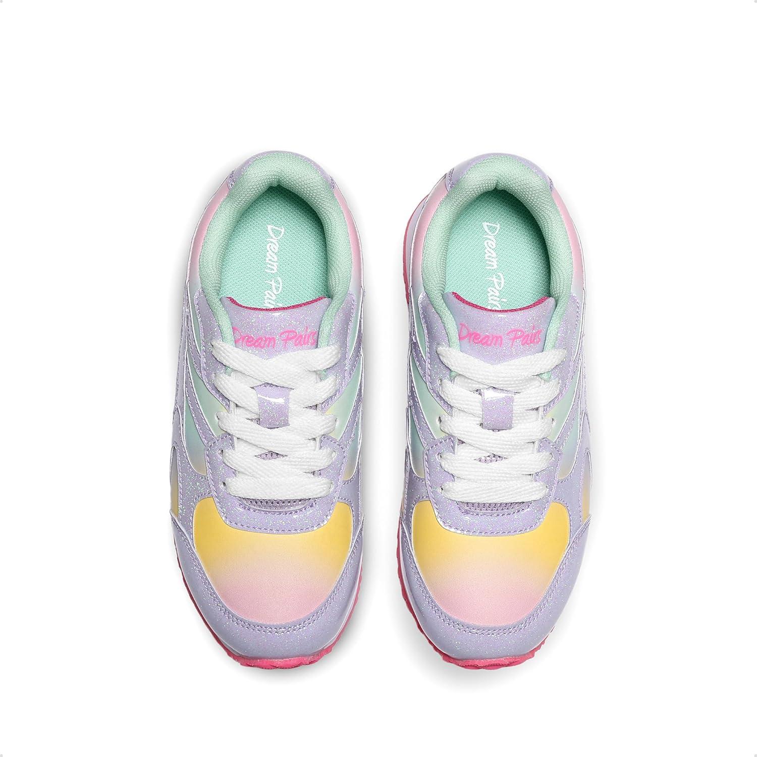 imageDREAM PAIRS Girls Sneakers Laceup Tennis Running Casual Footwear LilLegends Lightweight Classic Walking Shoes for LittleBig KidRainbowPurple