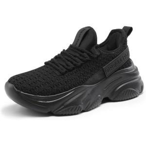 DREAM PAIRS Women’s Platform Chunky Fashion Sneakers Slip on Walking Stylish Lightweight Classic Casual Sneaker(Black)