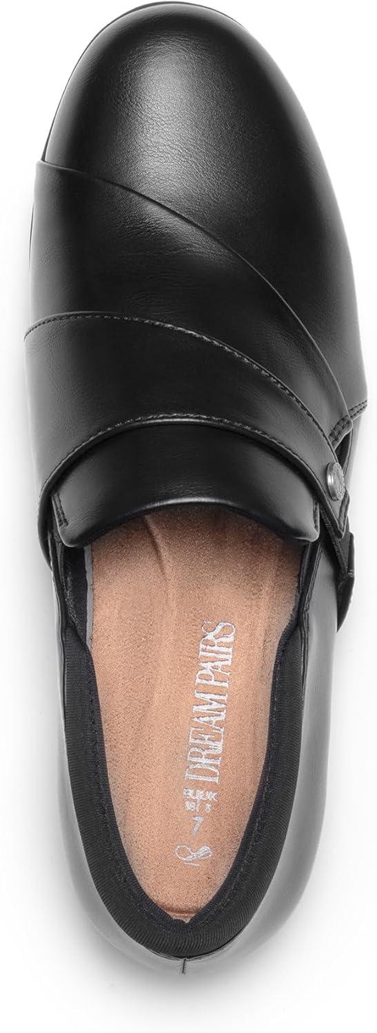 imageDREAM PAIRS Loafer for Women Slipon Comfortable Dressy Loafers Business Casual Work Office Loafer Shoes Faux Leather Round Toe with Arch SupportBlack