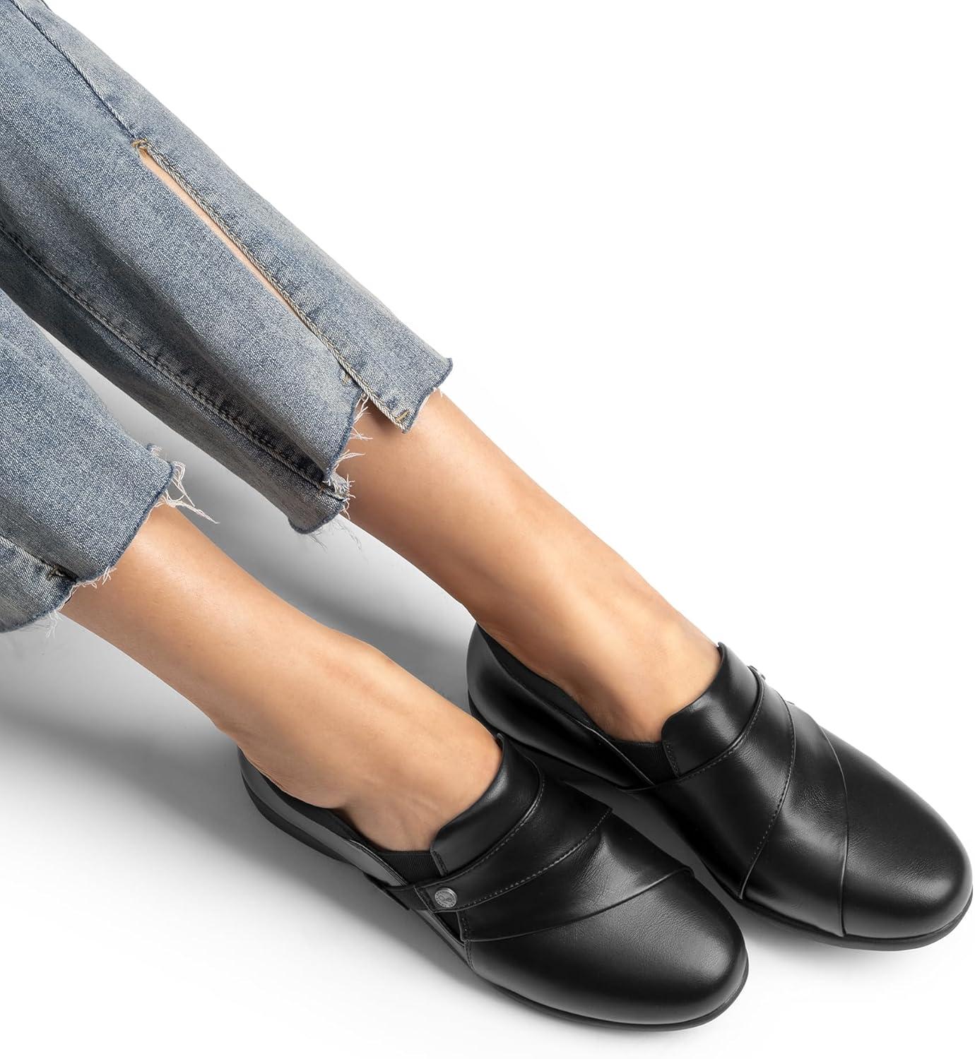 imageDREAM PAIRS Loafer for Women Slipon Comfortable Dressy Loafers Business Casual Work Office Loafer Shoes Faux Leather Round Toe with Arch SupportBlack