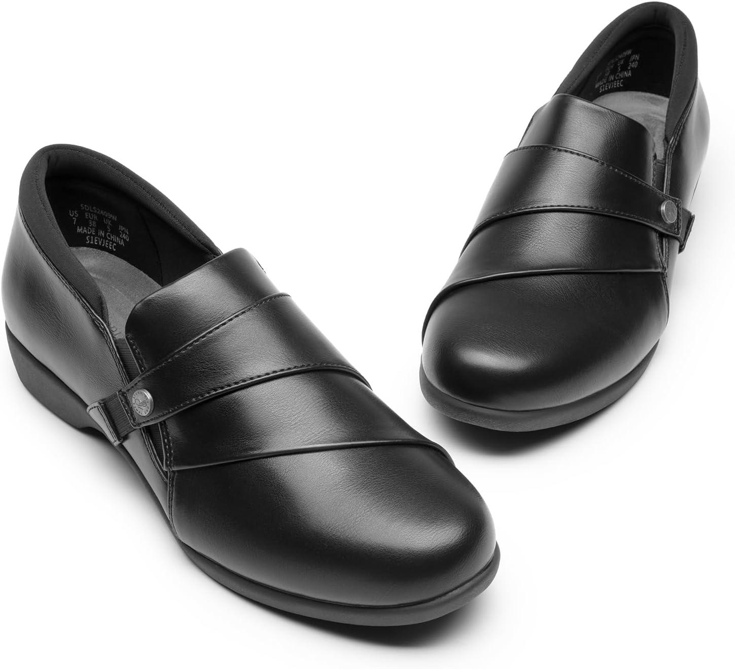 imageDREAM PAIRS Loafer for Women Slipon Comfortable Dressy Loafers Business Casual Work Office Loafer Shoes Faux Leather Round Toe with Arch SupportBlack