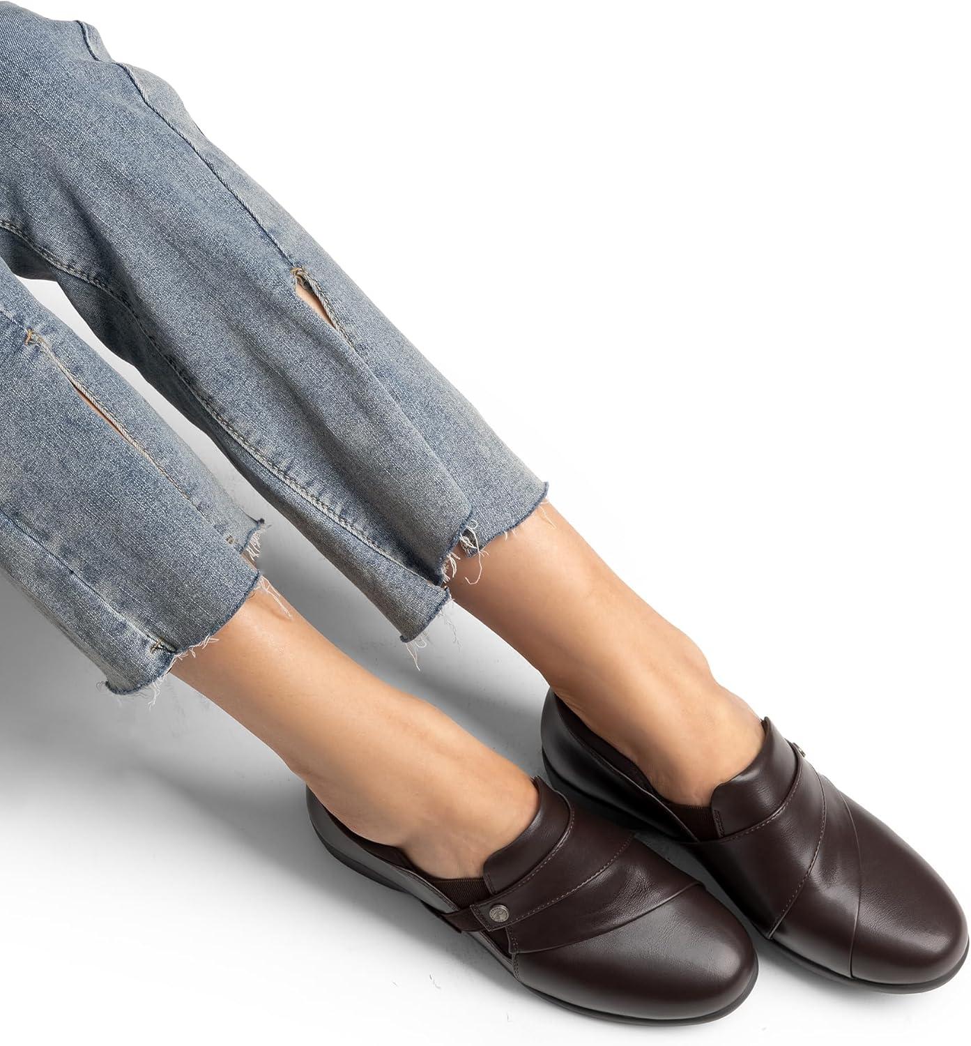 imageDREAM PAIRS Loafer for Women Slipon Comfortable Dressy Loafers Business Casual Work Office Loafer Shoes Faux Leather Round Toe with Arch SupportBrown