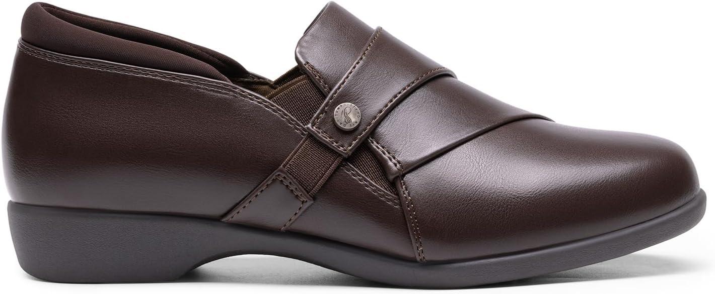 imageDREAM PAIRS Loafer for Women Slipon Comfortable Dressy Loafers Business Casual Work Office Loafer Shoes Faux Leather Round Toe with Arch SupportBrown