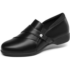 DREAM PAIRS Loafer for Women Slip-on Comfortable Dressy Loafers Business Casual Work Office Loafer Shoes Faux Leather Round Toe with Arch Support(Black)