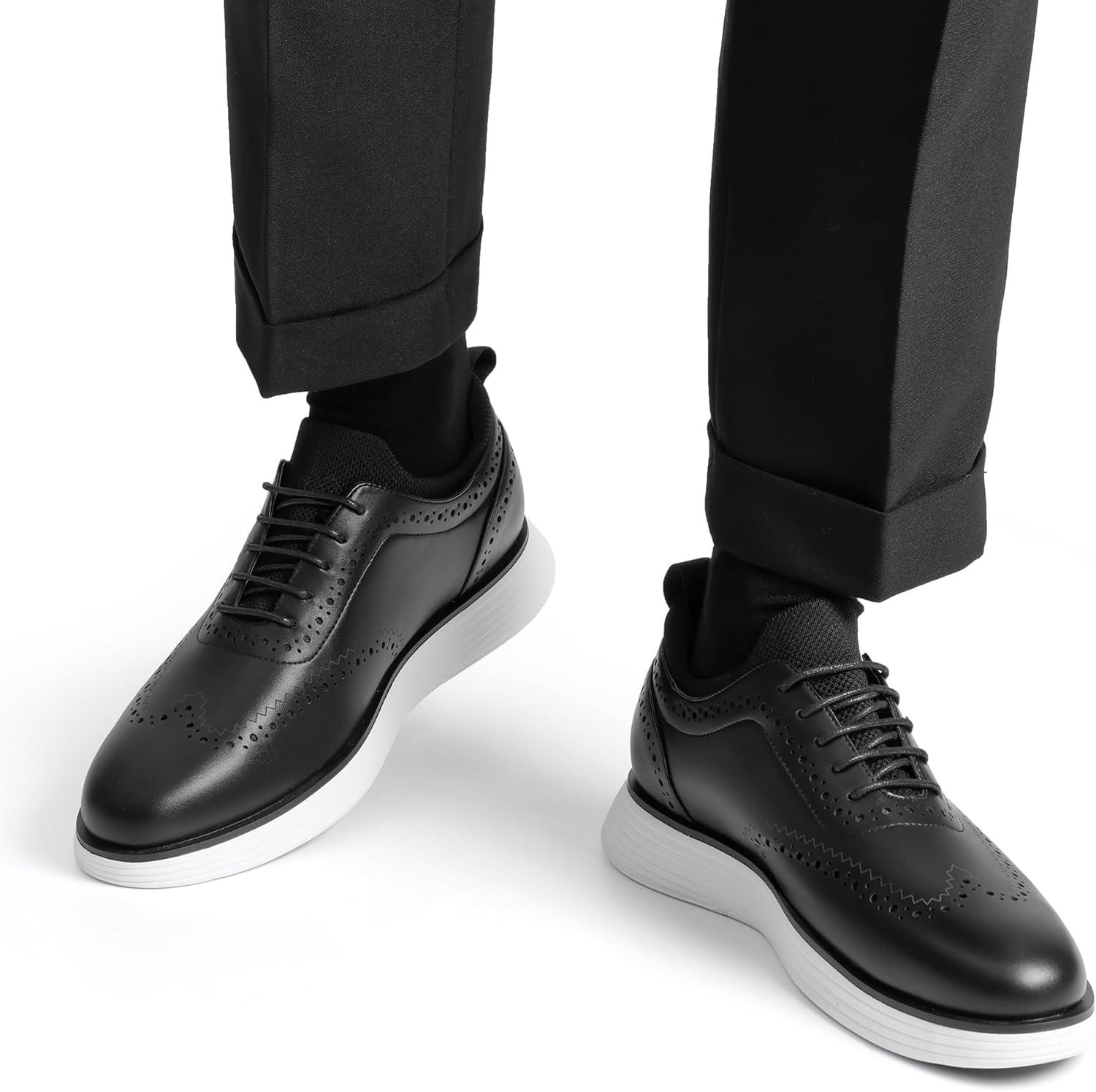 imageBruno Marc Mens MaxFlex Dress Sneakers Oxfords Casual Wingtip Brogue ShoesBlack