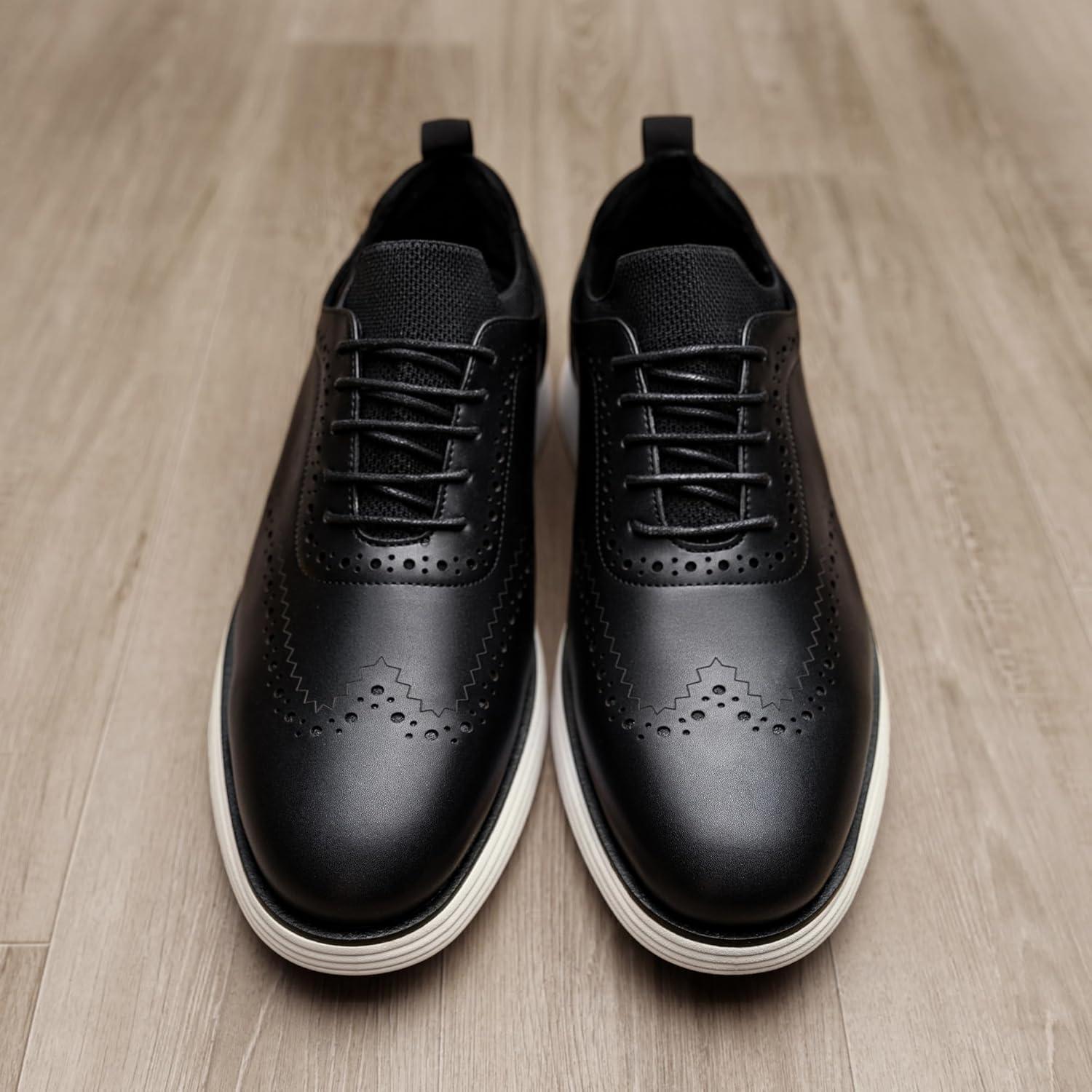 imageBruno Marc Mens MaxFlex Dress Sneakers Oxfords Casual Wingtip Brogue ShoesBlack