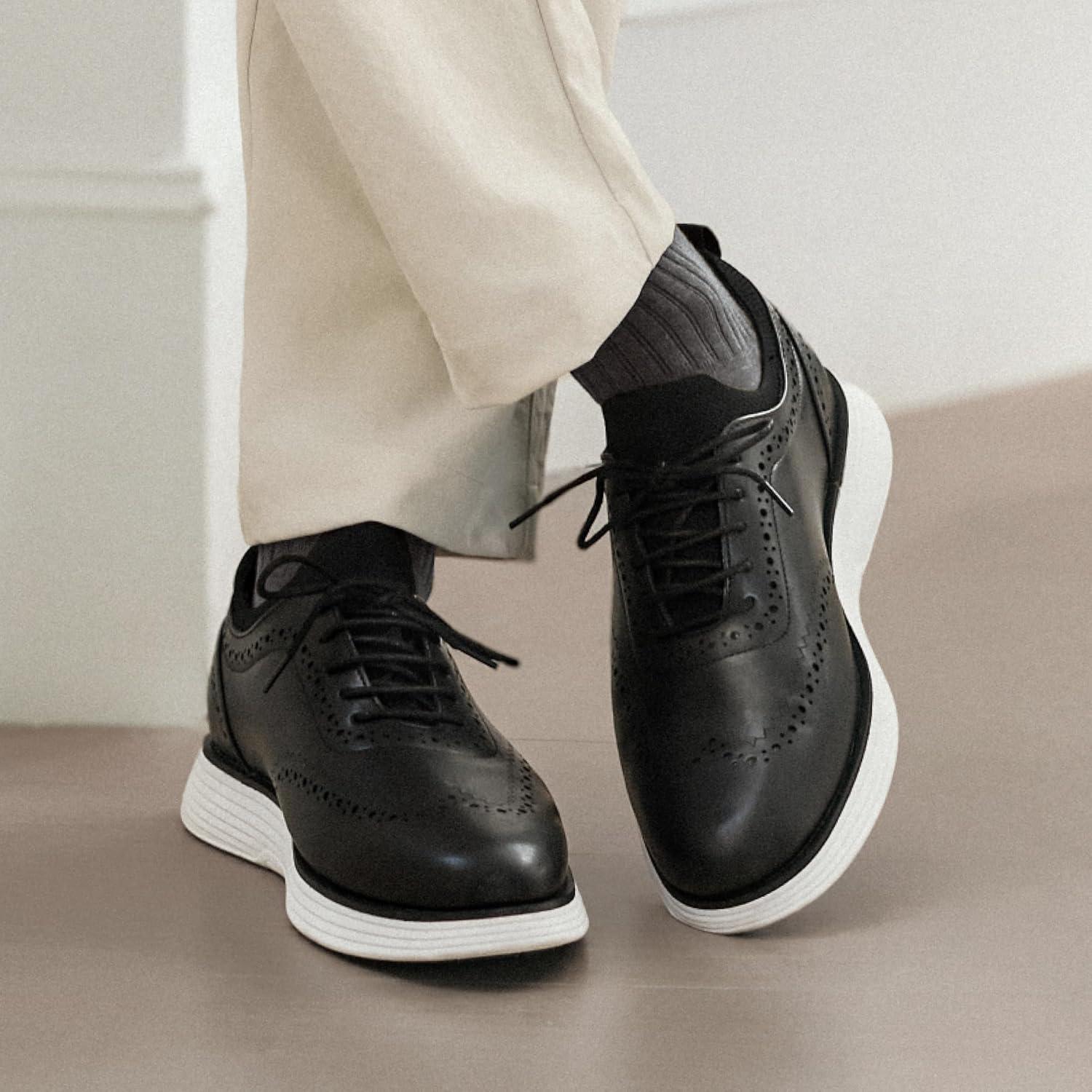 imageBruno Marc Mens MaxFlex Dress Sneakers Oxfords Casual Wingtip Brogue ShoesBlack