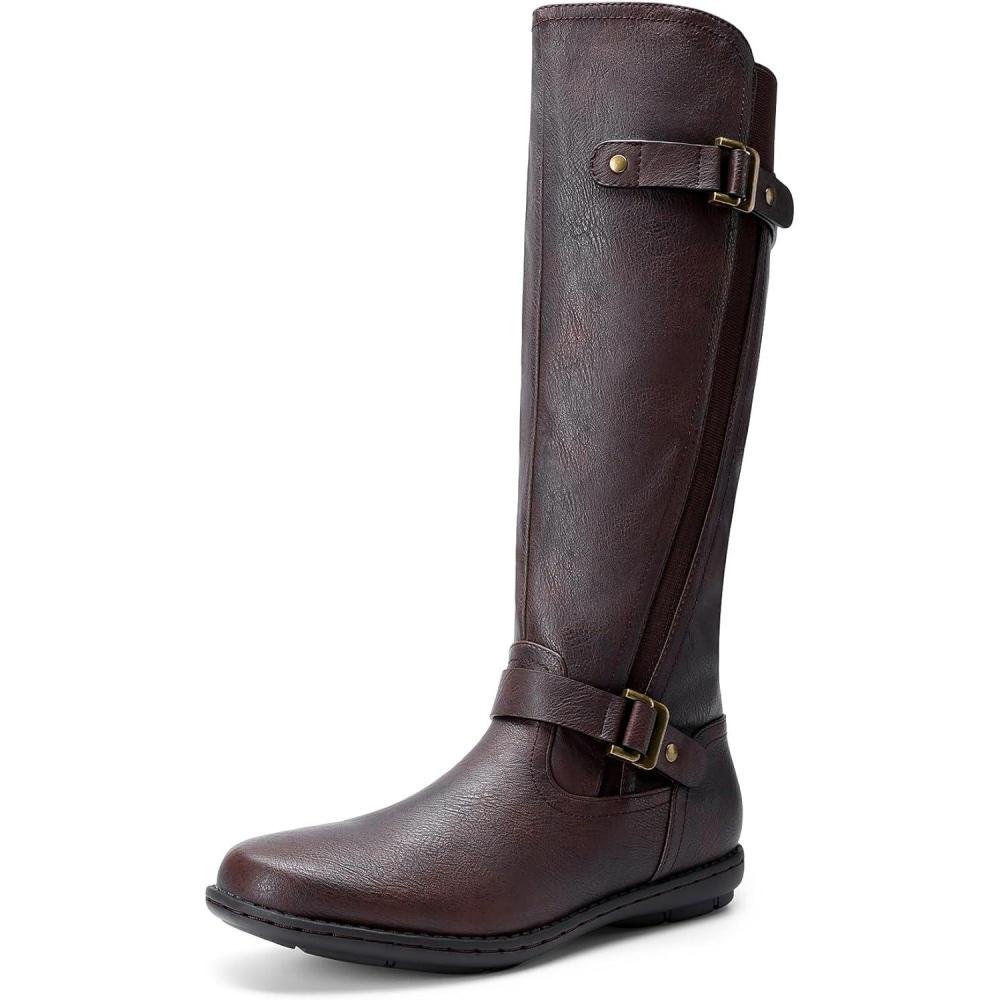 imageDREAM PAIRS Womens Faux FurLined Knee High Winter Boots Fall Tall BootsBrown
