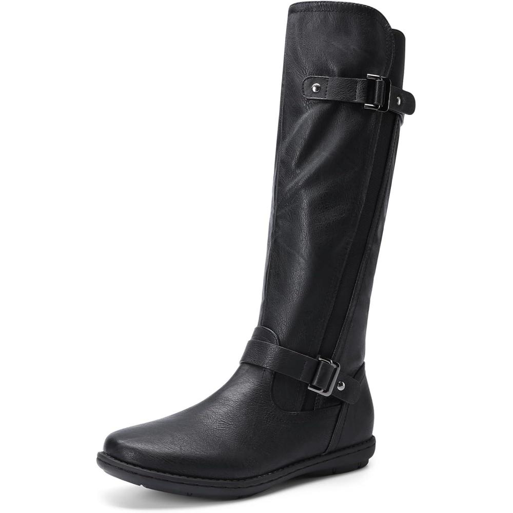 imageDREAM PAIRS Womens Faux FurLined Knee High Winter Boots Fall Tall BootsTraceblack