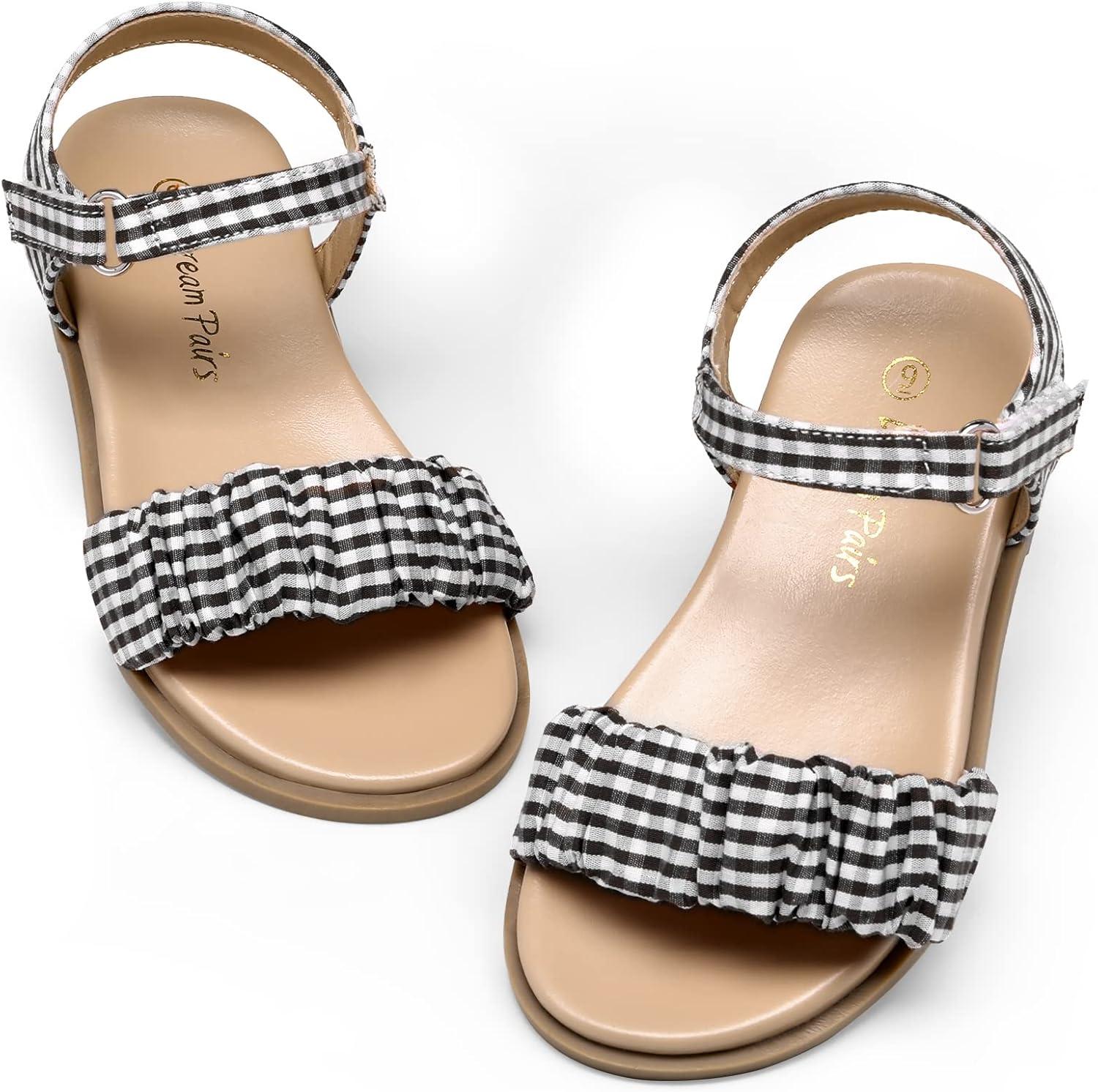imageDREAM PAIRS Girls Sandals OpenToe Princess Dress Flat Sandals Summer ShoesToddlerLittle KidBlack