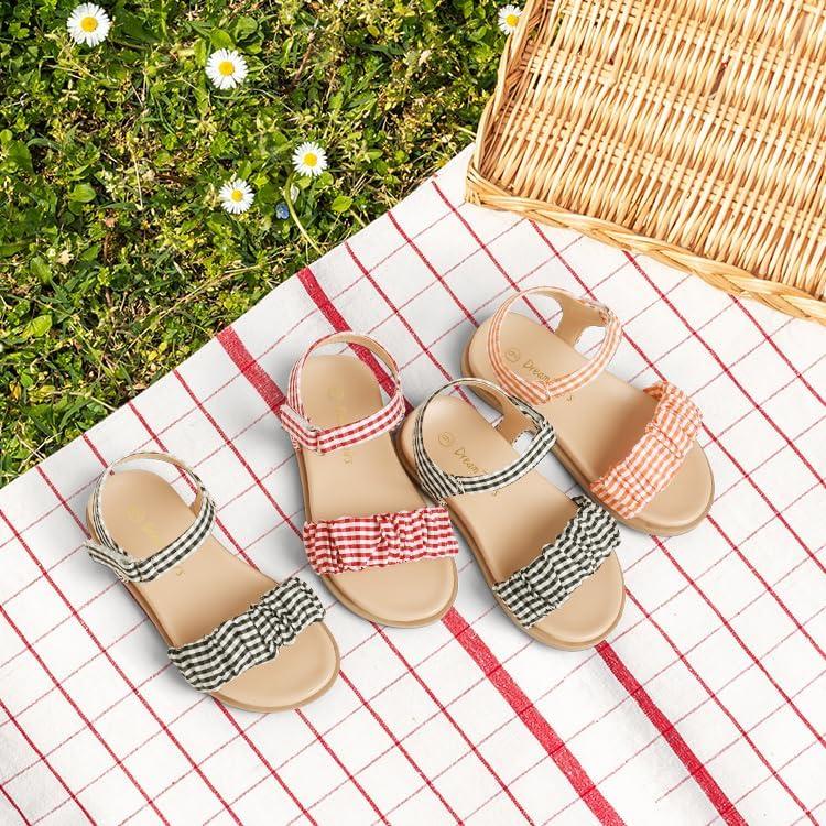 imageDREAM PAIRS Girls Sandals OpenToe Princess Dress Flat Sandals Summer ShoesToddlerLittle KidRed