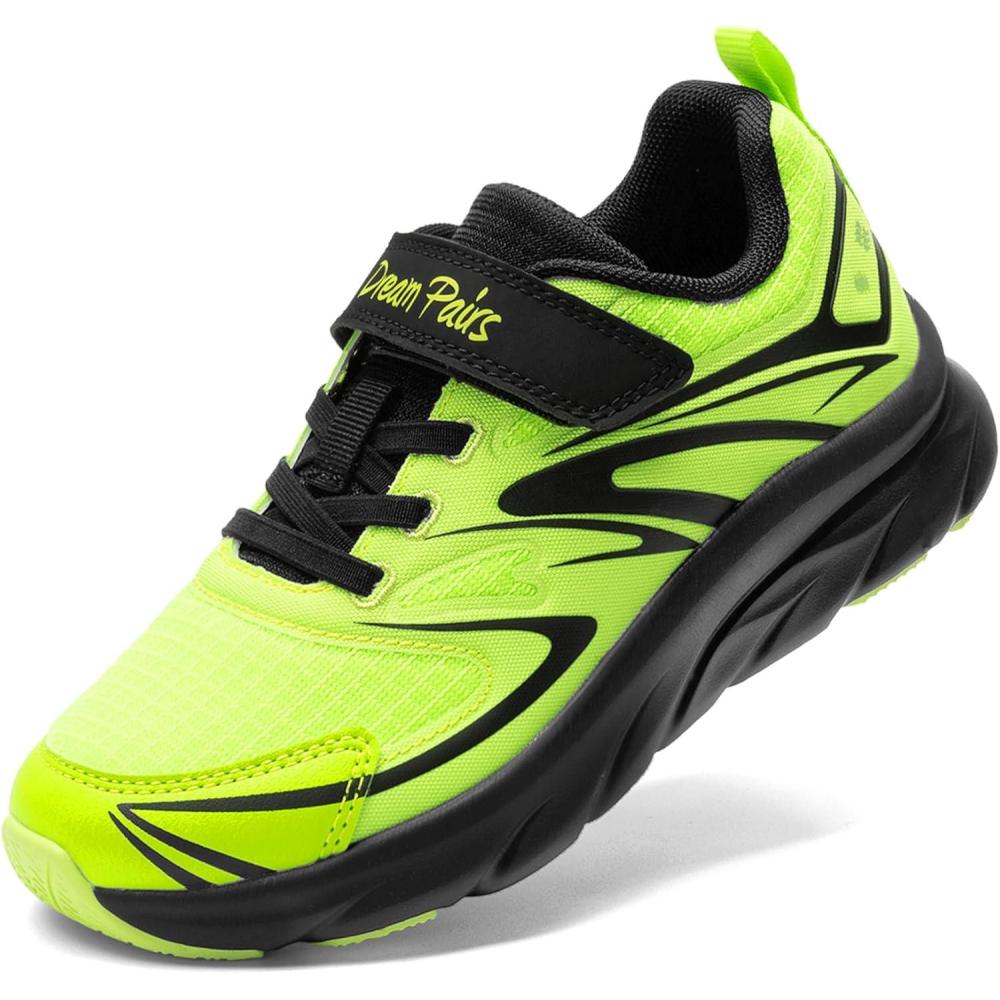 imageDREAM PAIRS Boys Girls Shoes Kids Tennis Athletic Running Gym School Sneakers for Little Big KidNeon GreenBlack