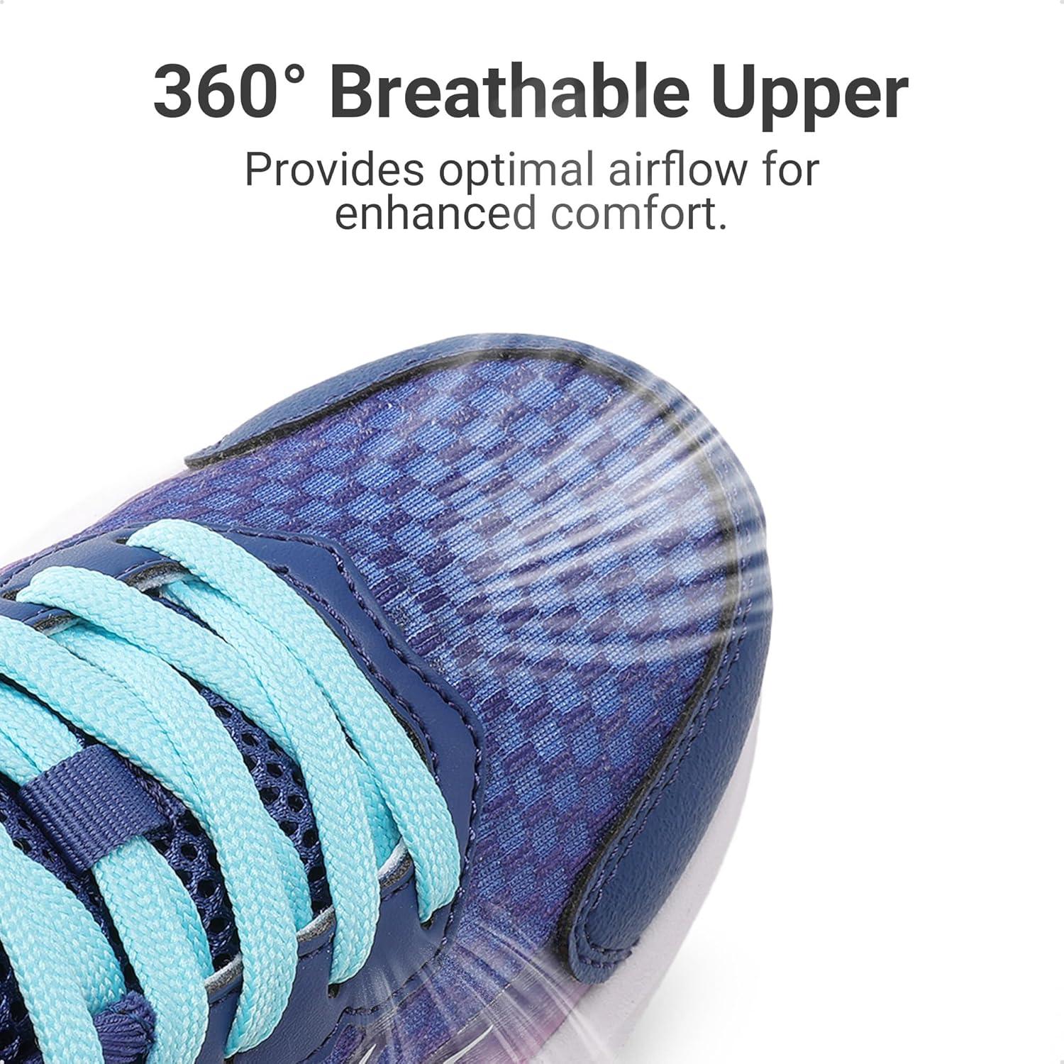 imageDREAM PAIRS Boys Girls Shoes Kids Tennis Athletic Running Footwear Lace Up Walking DuraPlay Breathable Lightweight Sneakers for LittleBig KidDark BluePink