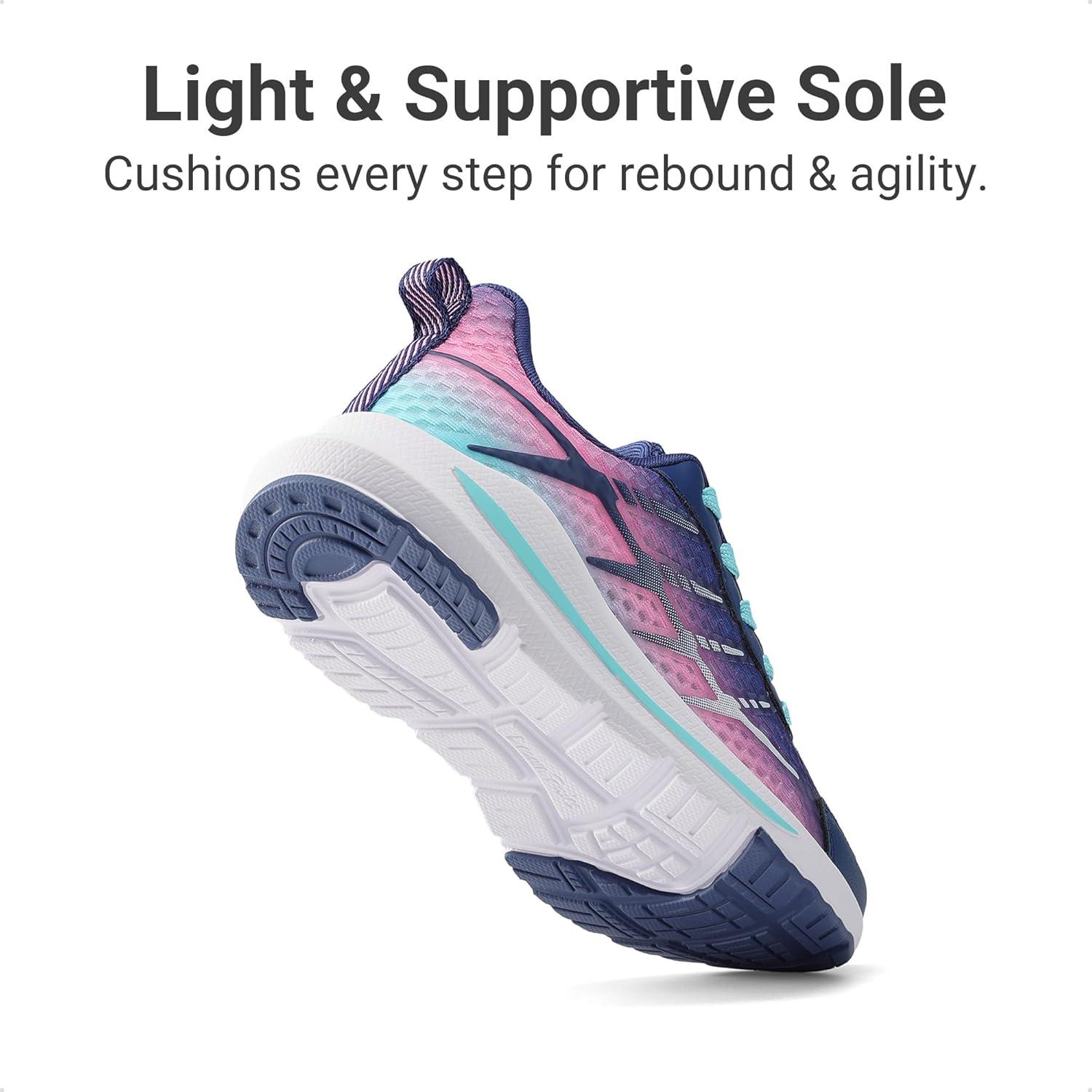 imageDREAM PAIRS Boys Girls Shoes Kids Tennis Athletic Running Footwear Lace Up Walking DuraPlay Breathable Lightweight Sneakers for LittleBig KidDark BluePink