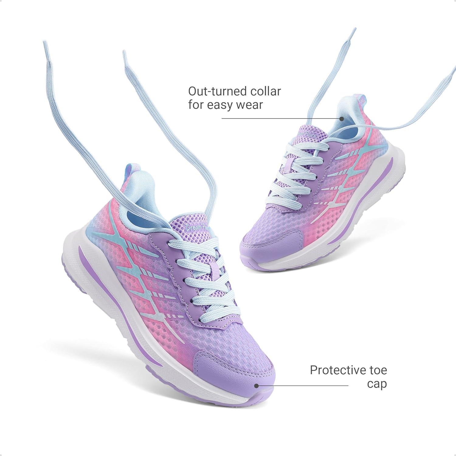 imageDREAM PAIRS Boys Girls Shoes Kids Tennis Athletic Running Footwear Lace Up Walking DuraPlay Breathable Lightweight Sneakers for LittleBig KidPurpleBlue